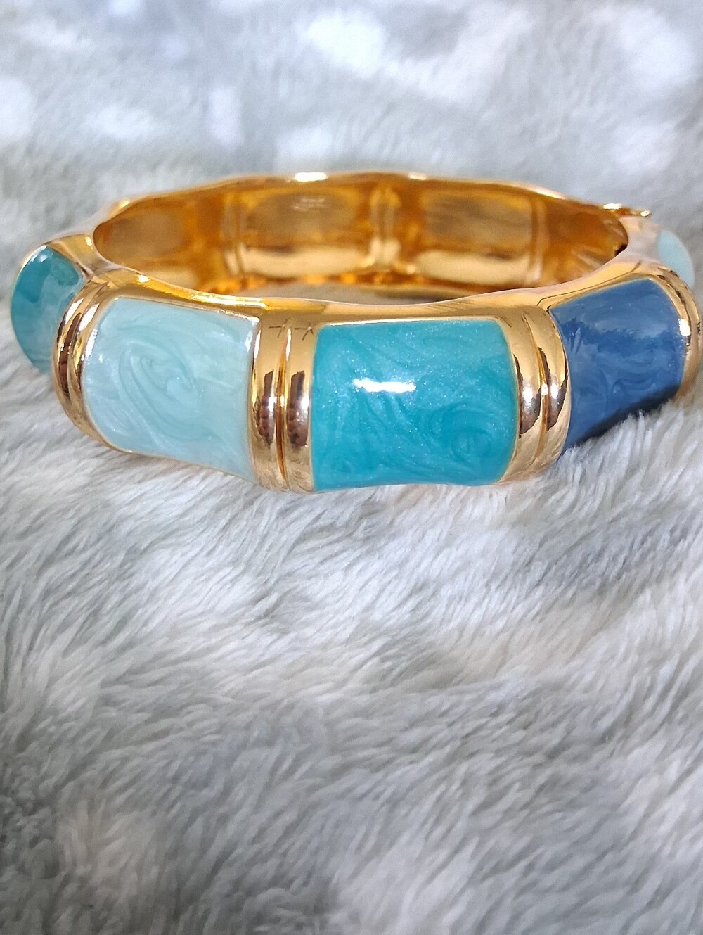 Multi Blue Enamel Bangle Bracelet